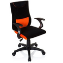 Silla giratoria para niños KIDDY PRO AL en color negro-naranja con reposabrazos y base con ruedas de hjh OFFICE
