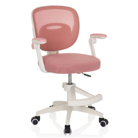Silla giratoria para niños KIDDY SMART en color rosa con respaldo de malla y estructura blanca de hjh OFFICE