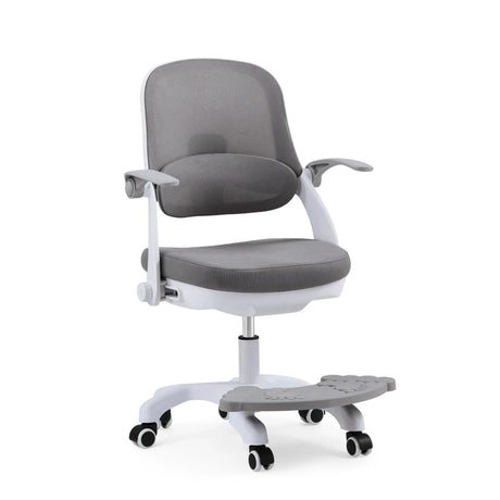 Silla giratoria para niños Kiddy Smart Step en gris claro con funda de malla y un reposapiés integrado de hjh OFFICE