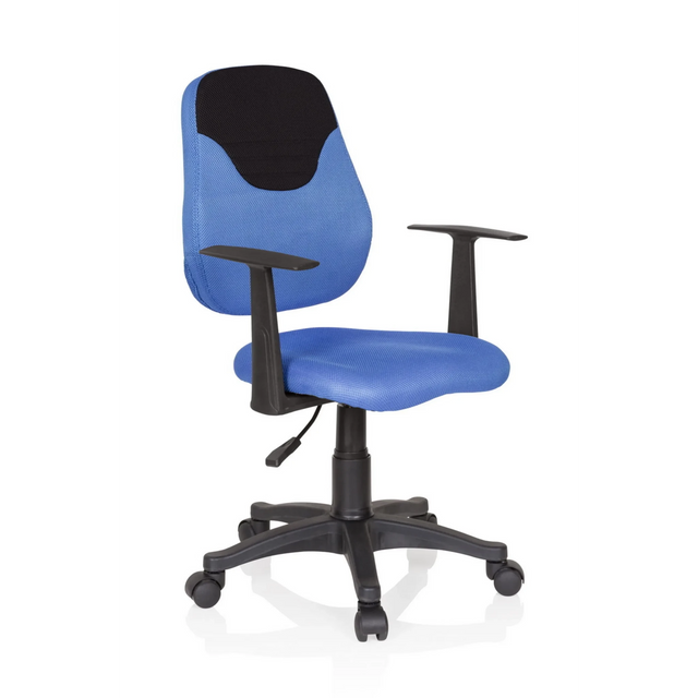 Silla giratoria para niños KIDDY STYLE en azul y negro con malla y reposabrazos de hjh OFFICE