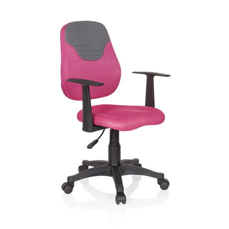 Silla giratoria para niños KIDDY STYLE en rosa y gris con reposabrazos y ruedas negras de hjh OFFICE