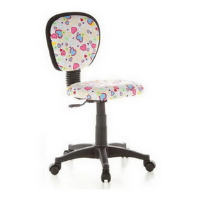 Silla giratoria para niños KIDDY TOP con estampado de corazones coloridos, estructura negra y ruedas de hjh OFFICE