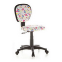 Silla giratoria para niños KIDDY TOP con estampado de corazones coloridos, estructura negra y ruedas de hjh OFFICE