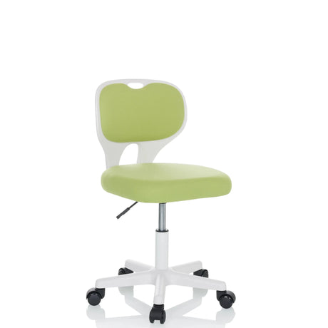 Silla giratoria para niños KIDDY TOP W verde con estructura blanca y ruedas de hjh OFFICE