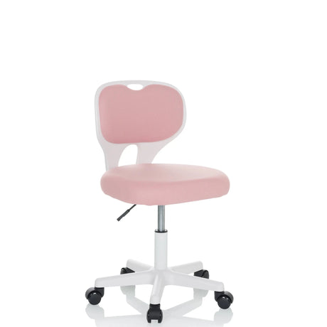 Silla giratoria para niños KIDDY TOP W rosa con estructura blanca y cinco ruedas de hjh OFFICE