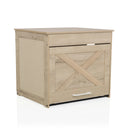 Casa para gatos KITTY PAWBOX 1 en aspecto roble con refuerzo en X en la parte frontal y asa blanca de hjh LIVING