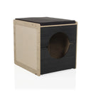 Casa para gatos KITTY PAWBOX 2 en negro y roble con abertura circular y cojín de hjh LIVING