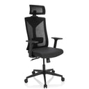 Silla de oficina profesional KODIAK en negro con respaldo de malla, reposacabezas y reposabrazos de hjh OFFICE