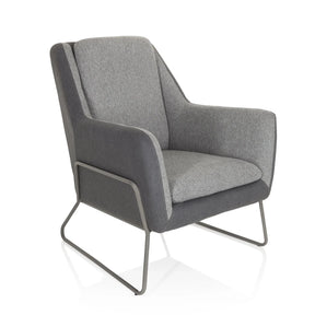 Sillón tapizado LAGUN en gris claro con detalles en gris oscuro y estructura metálica gris de hjh OFFICE