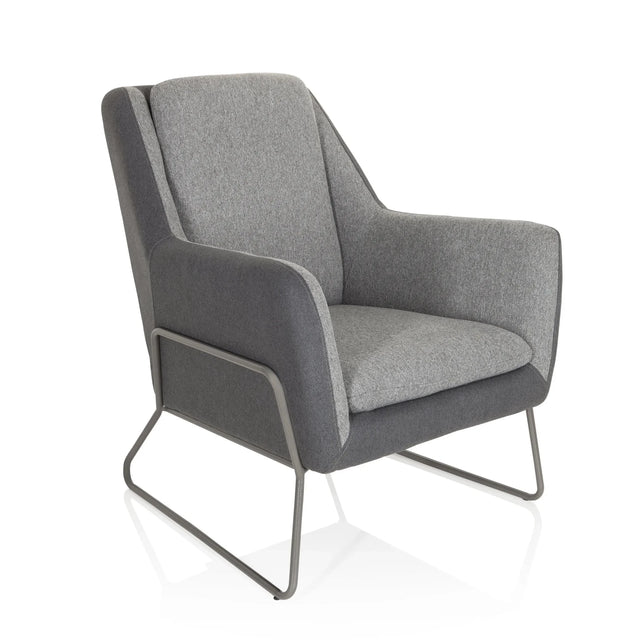 Sillón tapizado LAGUN en gris claro con detalles en gris oscuro y estructura metálica gris de hjh OFFICE