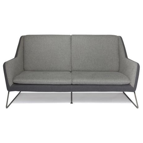 Sofá de diseño LAGUN en color gris claro con detalles en gris oscuro y patas metálicas delgadas de hjh OFFICE