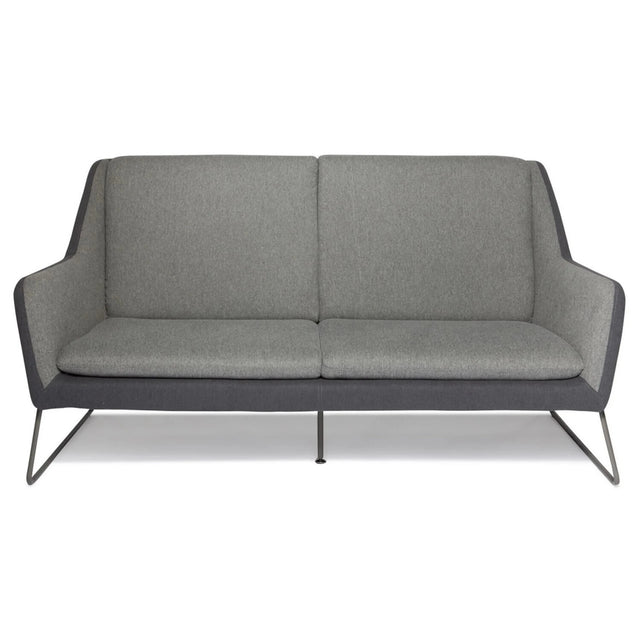Sofá de diseño LAGUN en color gris claro con detalles en gris oscuro y patas metálicas delgadas de hjh OFFICE
