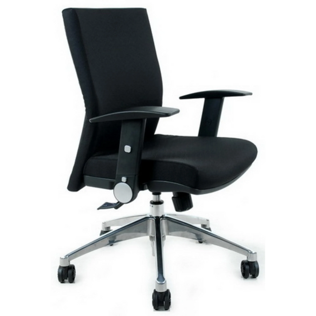Silla de oficina profesional LAGUNA PRO con tapizado de tela negra y base brillante de hjh OFFICE