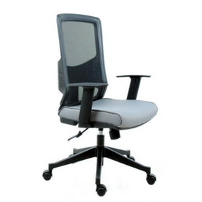 Silla de oficina profesional LAVITA en negro y gris con respaldo de malla y reposabrazos de hjh OFFICE