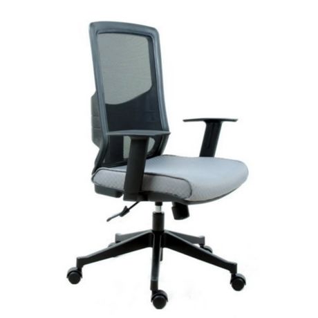 Silla de oficina profesional LAVITA en negro y gris con respaldo de malla y reposabrazos de hjh OFFICE