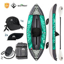 kayak inflable LAXO-285 en color petrol con juego de accesorios compuesto por remo y bolsa de Aqua Marina