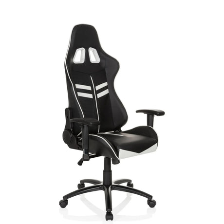 Silla gaming LEAGUE PRO en blanco y negro con reposacabezas y reposabrazos integrados de hjh OFFICE