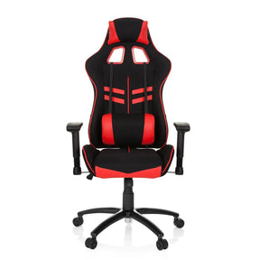 Silla gaming LEAGUE PRO I en negro y rojo con cojines cervical y lumbar de hjh OFFICE