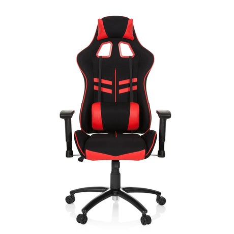 Silla gaming LEAGUE PRO I en negro y rojo con cojines cervical y lumbar de hjh OFFICE