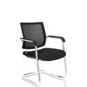 Silla de viga voladiza LEVIA V negra con respaldo de malla y estructura cromada de hjh OFFICE