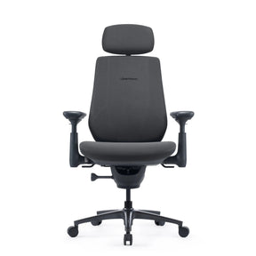 Silla de oficina LiberNovo Maxis Airflow en grafito con reposacabezas, reposabrazos y cinco ruedas de Libernovo