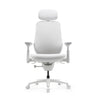 Silla de oficina LiberNovo Maxis Elektric en blanco con reposacabezas, reposabrazos y cinco ruedas de Libernovo