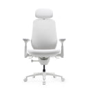 Silla de oficina LiberNovo Maxis Elektric en blanco con reposacabezas, reposabrazos y cinco ruedas de Libernovo