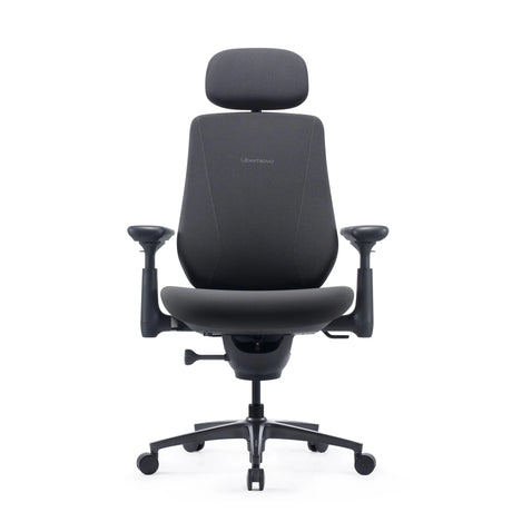 Silla de oficina LiberNovo Maxis Manual en grafito con reposacabezas, reposabrazos y cinco ruedas de Libernovo