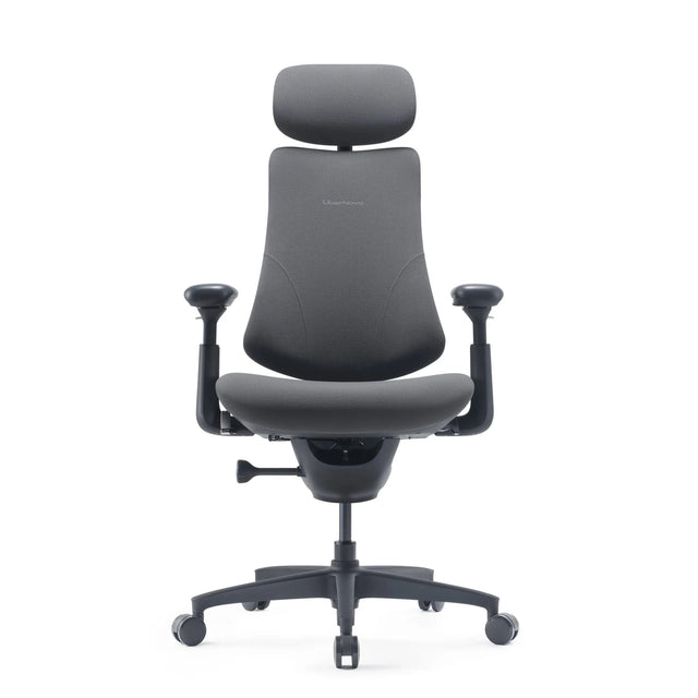Silla alta gama LiberNovo Omni Gen en gris oscuro con reposacabezas y reposabrazos de Libernovo