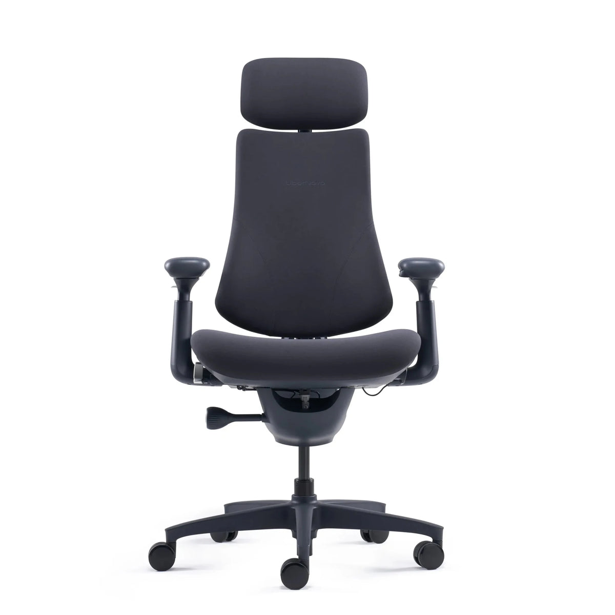Silla alta gama LiberNovo Omni en negro con reposacabezas y reposabrazos de Libernovo