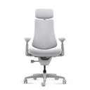 Silla alta gama LiberNovo Omni en gris con reposacabezas y reposabrazos de Libernovo