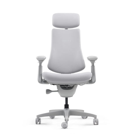 Silla alta gama LiberNovo Omni en gris con reposacabezas y reposabrazos de Libernovo