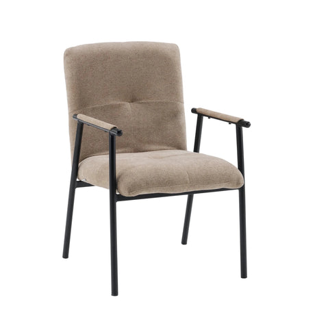 Sillón Lifea Flex con tapicería de tela marrón y estructura metálica negra de hjh LIVING