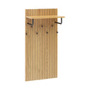 Perchero de pared LINNO SPACE en aspecto roble con estante negro y seis ganchos de hjh LIVING