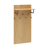 Perchero de pared LINNO SPACE en aspecto roble con estante negro y seis ganchos de hjh LIVING