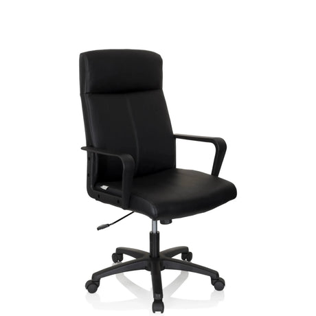 Sillón de oficina profesional LISSO negro con tapizado de cuero sintético y reposabrazos de hjh OFFICE