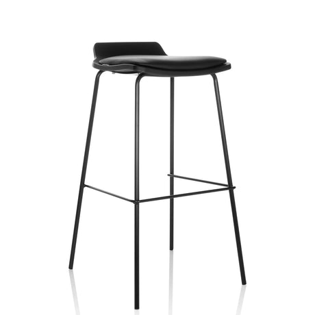 Taburete de bar negro LONSO 10 con asiento acolchado y estructura metálica delgada de hjh OFFICE