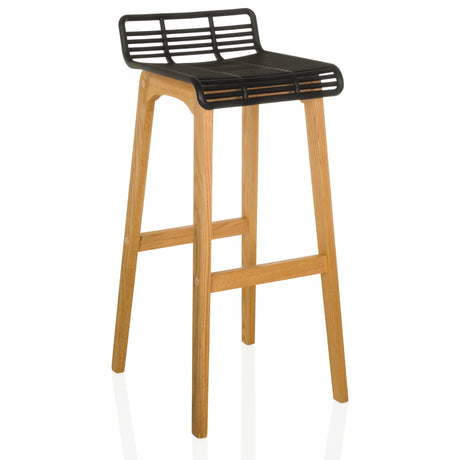 taburete de bar LONSO W con asiento de plástico negro y estructura de madera de roble de hjh OFFICE