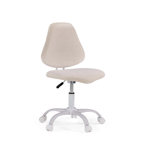 Silla giratoria para niños Lumikid en color beige con base blanca y cinco ruedas de hjh OFFICE
