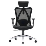 Silla de oficina profesional M18-M148 en negro con respaldo de malla y base cromada de Sihoo