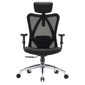 Silla de oficina profesional M18-M148 en negro con respaldo de malla y base cromada de Sihoo