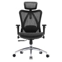 Silla de oficina profesional M57-M015 con malla negra, reposacabezas y base cromada de Sihoo
