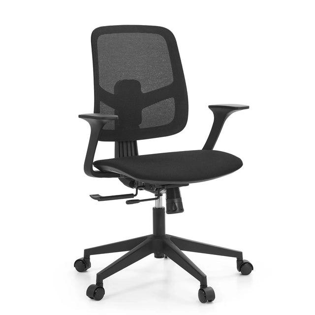 Silla Home Office Malio negra con respaldo de malla y reposabrazos de hjh OFFICE