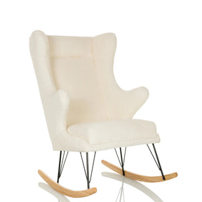 Sillón de diseño MAPOON blanco como mecedora con patines de madera clara de hjh LIVING