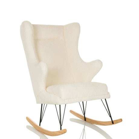Sillón de diseño MAPOON blanco como mecedora con patines de madera clara de hjh LIVING