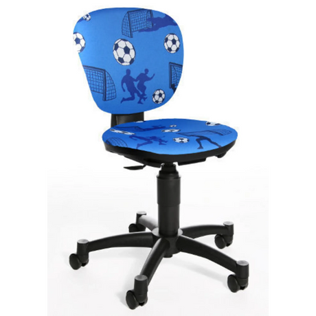 Silla giratoria para niños MAXX KID azul con motivo de fútbol y base negra con ruedas de Topstar