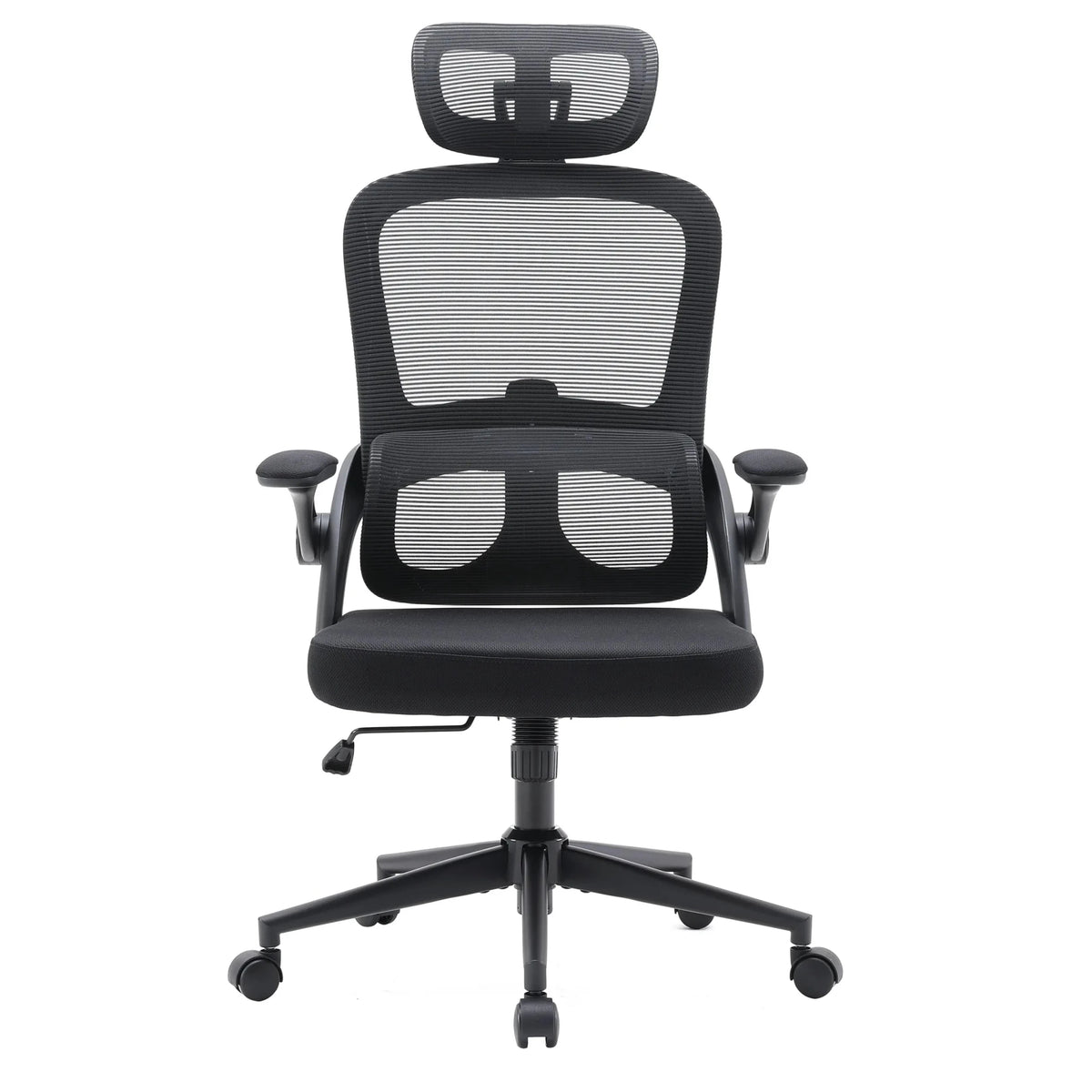 Silla de oficina profesional MC102C-M101 en negro con respaldo de malla y reposacabezas de Sihoo