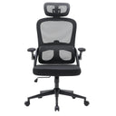 Silla de oficina profesional MC102C-M101 en negro con respaldo de malla y reposacabezas de Sihoo