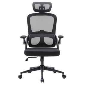 Silla de oficina profesional MC102C-M101 en negro con respaldo de malla y reposacabezas de Sihoo