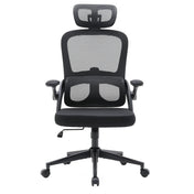 Silla de oficina profesional MC102C-M101 en negro con respaldo de malla y reposacabezas de Sihoo